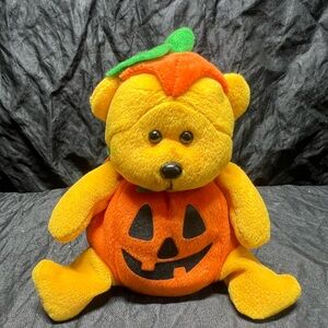 Plushland Halloween Bear Pumpkin Jack-O-Lantern 6" Stuffed Animal Plush 2000